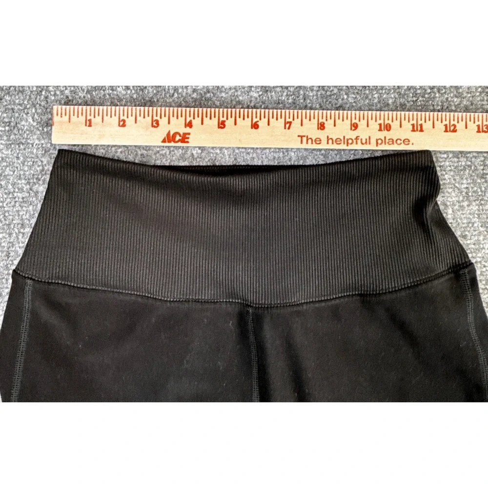 Alo Yoga Womens Small High Waisted Ribbed Cuff Leggings Black Activewear